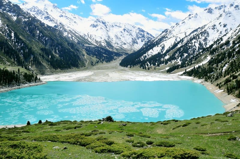 Issyk Lake with Bear Waterfall Tour route with scenic nature in Kazakhstan